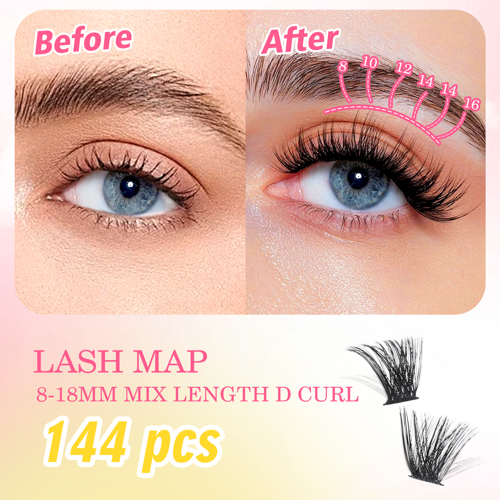 Gyinsoo Red Carpet Lash Kit with Glue – D Curl 8–18mm Glam Volume, Bold & Long-Lasting False Lashes