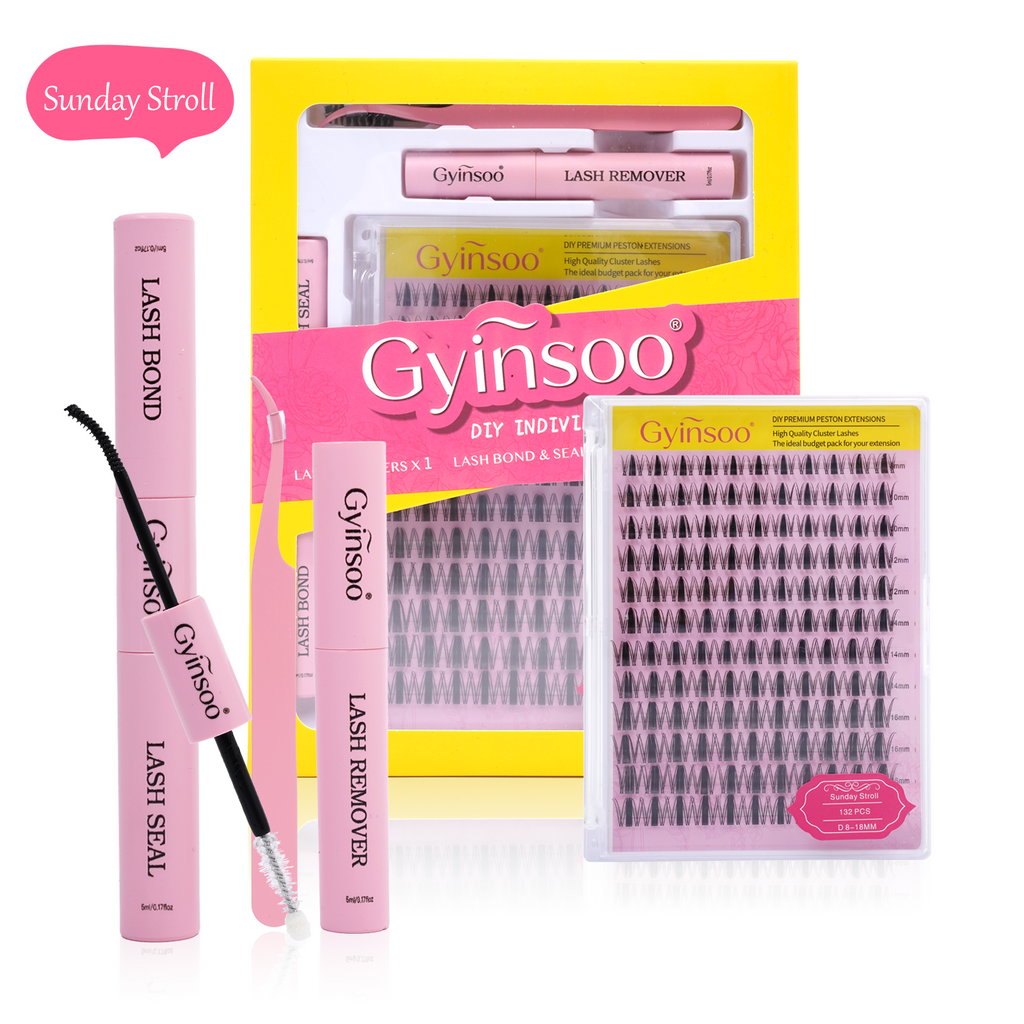 Gyinsoo Sunday Stroll Lashes – Lightweight, Natural Look, 8-18mm D Curl, Includes Lash Glue